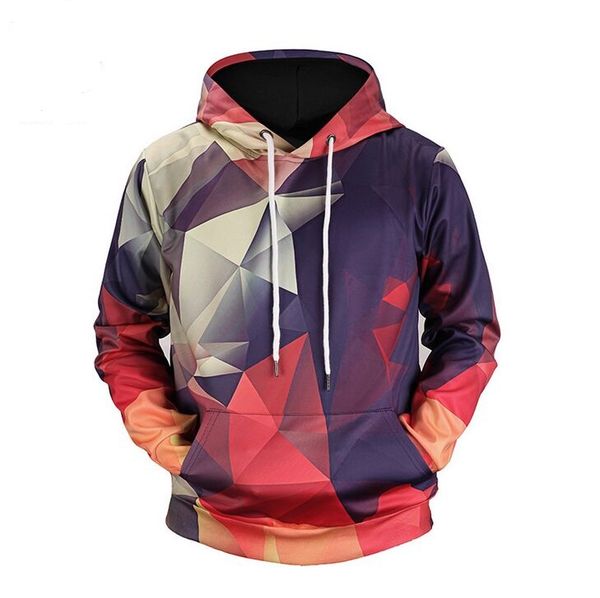 

fashion casual men's hoodies spring and autumn new digital color geometric print hooded 3d sweatshirts couple wear, Black