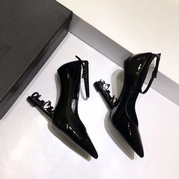 

Уникальные туфли на каблуках женщины острым носом слип на бренд дизайнер SLP свадь