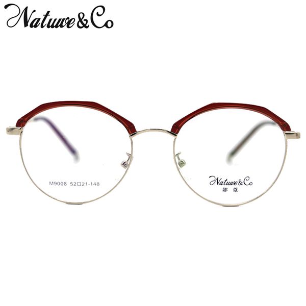 

natuwe&co 2018 vintage oval eyeglass frame fashion style metal clear lens glasses 52-45-21-143 mm, Silver