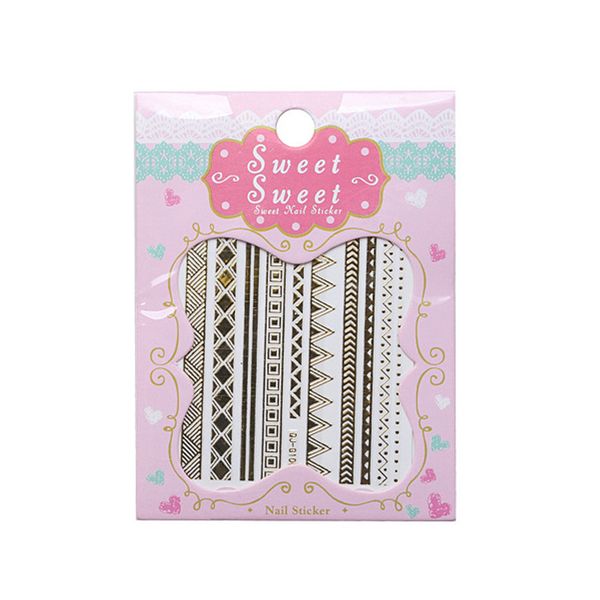 

15 colors new water transfer nails art sticker line figures nail wraps sticker tips manicura decal decoration, Silver;gold