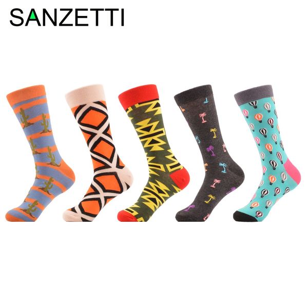 

wholesale- sanzetti 5 pairs/lot mens long socks winter funny pattern novelty casual socks combed cotton men socks us size 7.5-12, Black