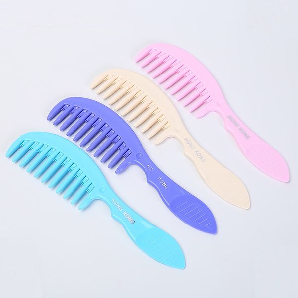 

candy colors handgrip barber hairdressing haircut comb plastic wide tooth hair combs hairstyle women lady styling tools, Silver