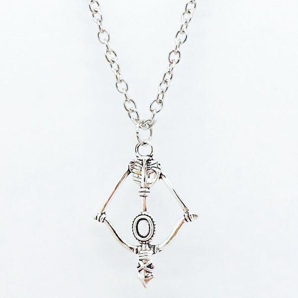 

2018 новый горячий продавать античное серебро bowarrow подвески кулон стрельба из лука ожерелье мода творческий пара ювелирные изделия аксес, Silver