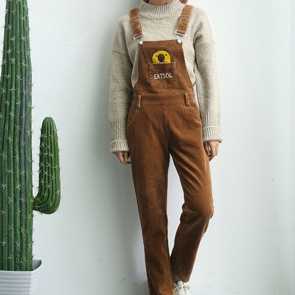 

korean new spring and autumn corduroy jumpsuit kawaii overalls casual rompers womens jumpsuit woman overalls, Black;white