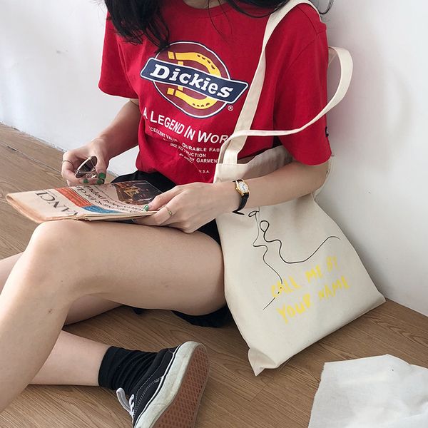 

fashion women shopping bag grocery casual wild fshion simple fashion large capacity multifunction canvas cotton ecobag totes