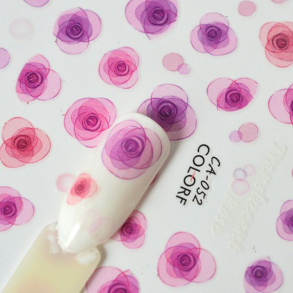 

1pcs semi-transparent petals 3d sticker nails designs beautiful diy rose flower decals for manicure foils nail art tips chca052, Black
