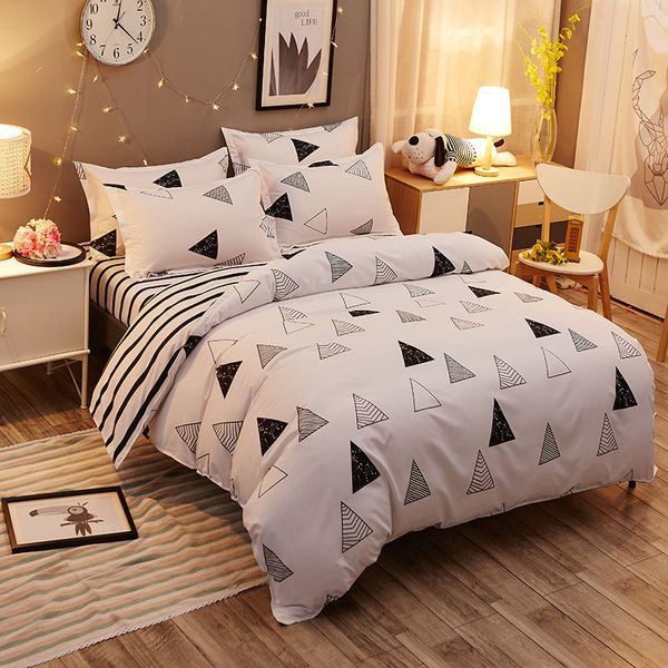 

simplicity scandinavian triangles 4pcs twin/full//king size bedding linen quilt/duvet/doona cover set&sheet pillowcase slip