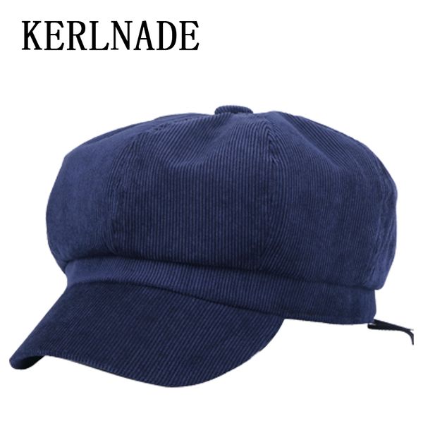 

women new berets casual octagonal hats fine striped pattern solid design vintage style female girl 54-58 cm outdoor newsboy cap, Blue;gray