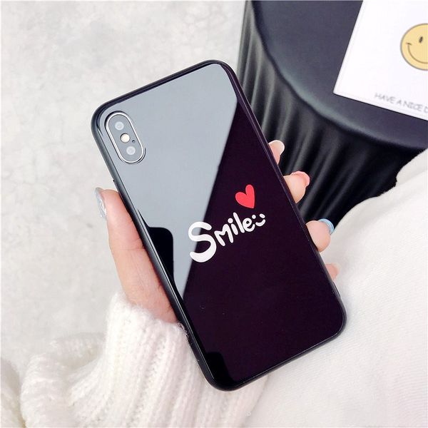 

latest seller for iphone 8 glass cover new cute smile letters tempered glass case for apple tempered glass cover