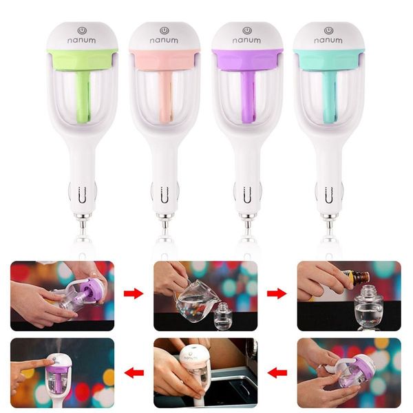 

diffuser car humidifier jasmine essential oil portable car air mini humidifier cool mist purifier in car 12v 1.5w 4 colors 50ml