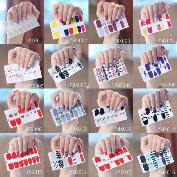 

nail art full-cover sticker sheet 14tips sticker polish star love red ymx001-016, Black