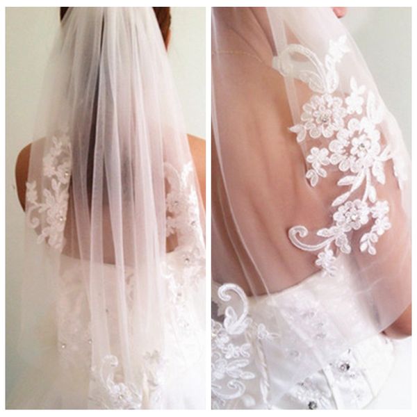 Vintage Lace Appliques One Layer Bridal Veil Top Sale Wedding