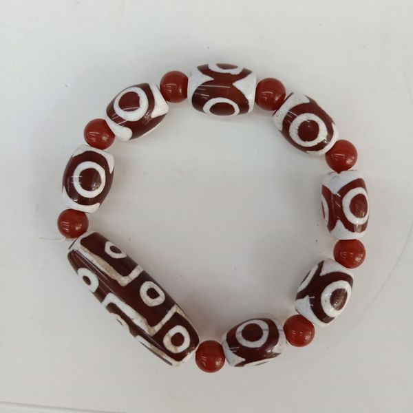 

selling nine eyes and three eyes dzi beads agates stone bracelet elastic tibetan dzi beads bracelets women men jewelry gifts, Black