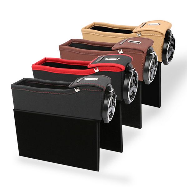 Car Seat Crevice Storage Box Gap Filler Organizer Pu Leather With Cup Holder Coin Bag Automobiles Stowing Tidying Bins