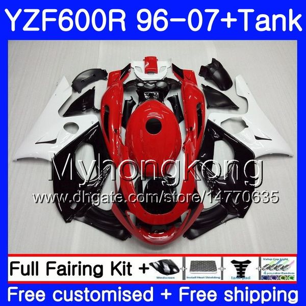 Corpo + Tanque Para YAMAHA YZF600R gloss vermelho branco Thundercat 02 03 04 05 06 07 229HM.32 YZF 600R YZF-600R 2002 2003 2004 2005 2006 2007 Carenagem