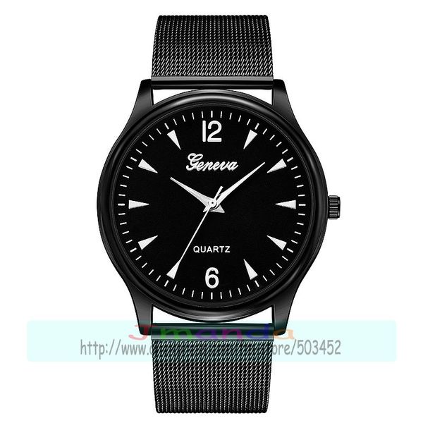

100pcs/lot geneva 640 new arrival man mesh watch wrap quartz casual wrist watch wholesale selling geneva for men, Slivery;brown