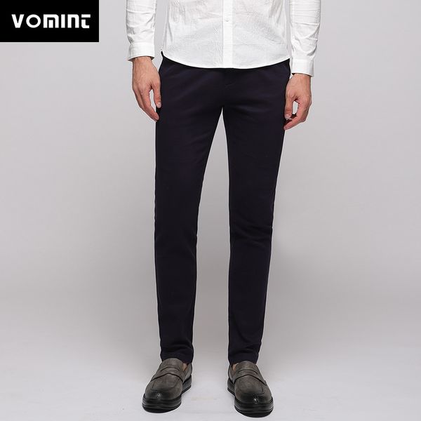 

vomint 2018 new arrivals mens smart causal pants cotton stretch slim pants regular straight classic elasticity straight p6vi1b15, Black