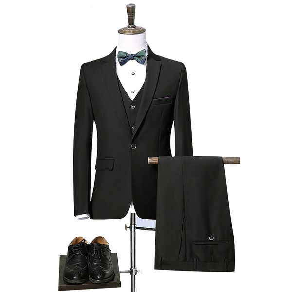

black business party men suits for wedding 2018 notched lapel three piece one button custom made groom tuxedos new, Black;gray