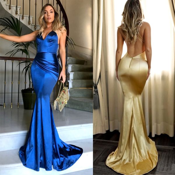 

синий глубокий v шеи sexy вечернее платье русалка платье спагетти ремень sexy backless sweep поезд формальное дамы pageant платья вечерние п, Black;red