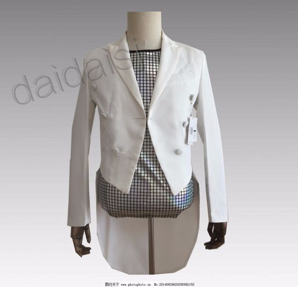 

s~5xl 2018 new men's clothing fashion slim magician tuxedo costume dovetail suit formal dress plus size singer costumes, White;black
