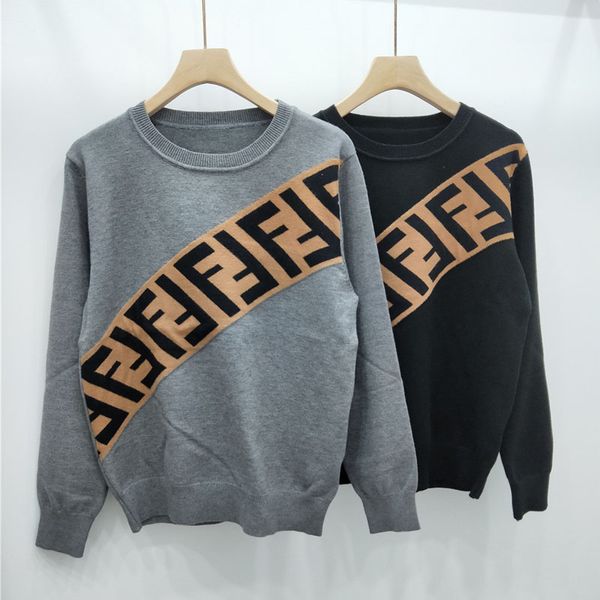 

brand casual women sweaters designer women pullover diagonal letter f knitted sweatshirt womens round neck long sleeve sweater clothing, White;black