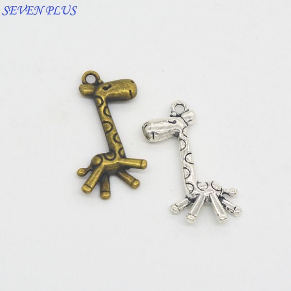 

style 20 pieces/lot 15mm*29mm antique silver or antique bronze cute giraffe charms animal charm for jewelry making jewelry making who, Bronze;silver
