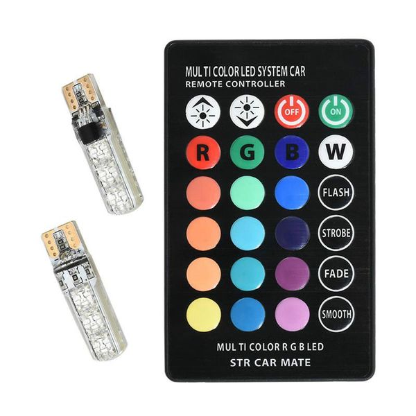 

T10 W5W Led colorful Car Clearance Lights 5050 6 SMD RGB 194 168 Bulb Remote Interior Lighting Source Car Styling 12V