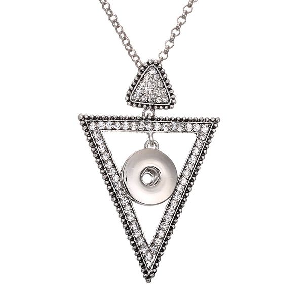 

noosa snap jewelry crystal triangle circle snap button pendants necklace fit 18mm snap buttons diy jewelry, Silver