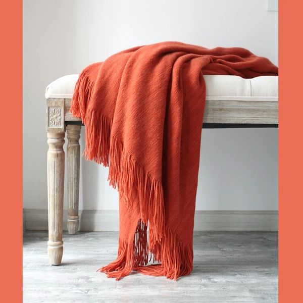 

nordic style solid color knitted blanket throw sofa/bed/plane/tv travel blankets bed sofa covers coperte spring autumn 130*170cm