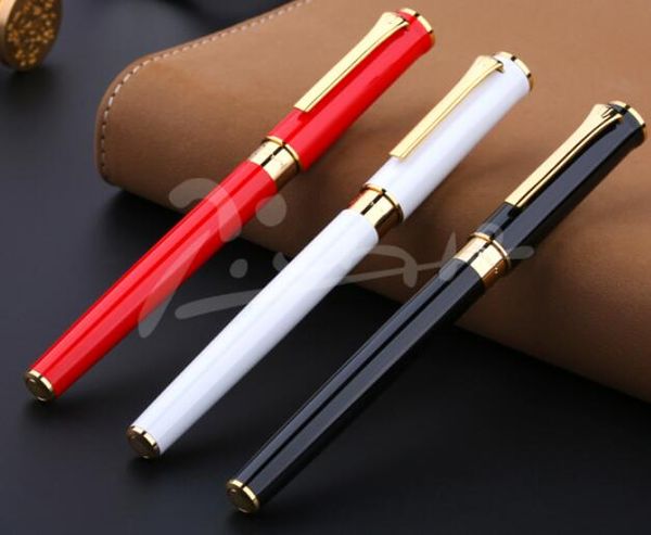 

1pc pimio 988 golden clip fountain pen luxury 0.5mm iraurita nib metal ink pens black white red gift writing stationery with box