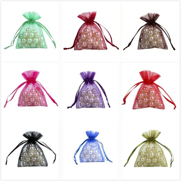 

100 Шт. / Лот Смешанный Цвет Коралловые Органзы Мешочки Drawstring Ювелирные Изделия Сва