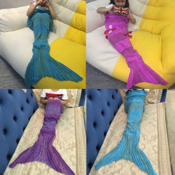 

knitted mermaid tail blanket for kids living room sleeping bag quilt throws