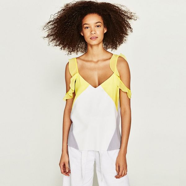 

roiii women tank summer beach casual blouse ruffles patchwork loose short vest female t-shirt clothing, White