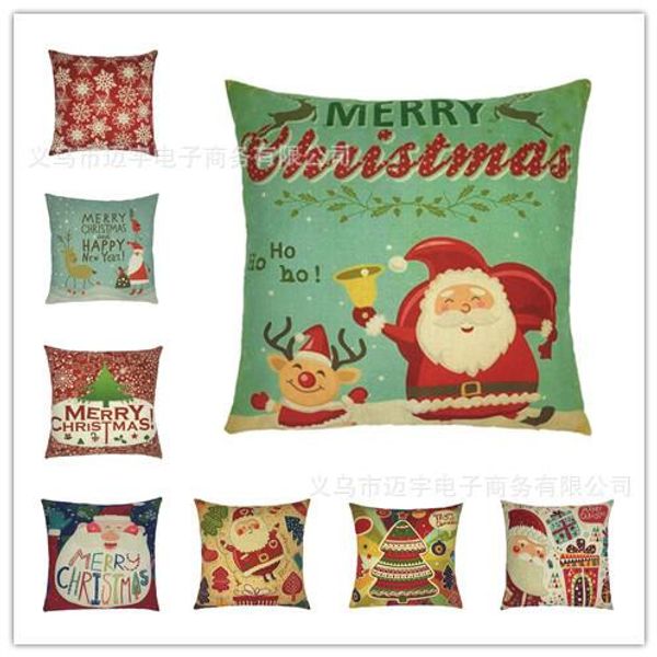 2018 New Christmas Pillow Set Linen Sofa Cushion To Customize