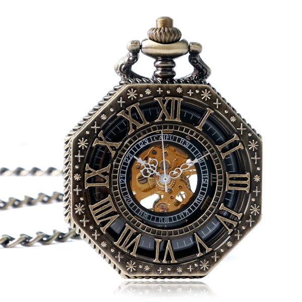 

steampunk mechanical hand wind men women pocket watch roman numbers fobs clock carving reloj de bolsillo for unique gifts, Slivery;golden