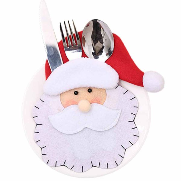 

selling christmas decorations tableware knife fork set christmas hat storage tool#28