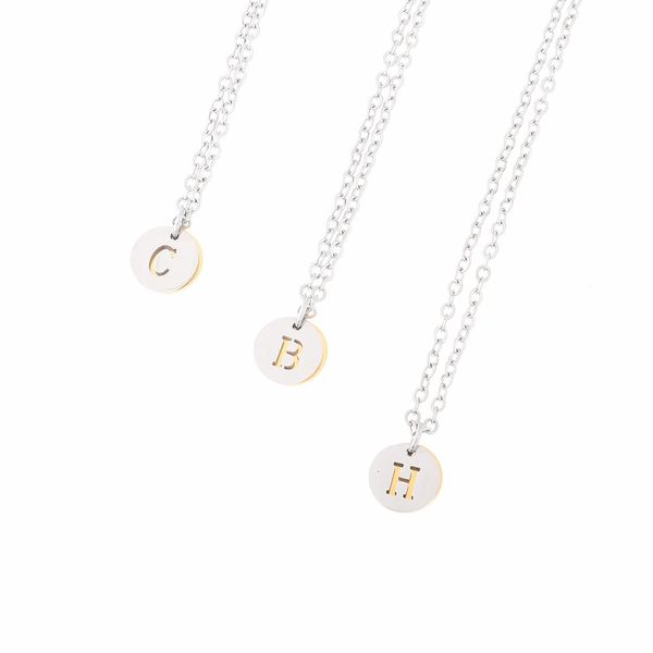 

silver gold color stainless steel necklace women men capital initial letter pendant necklace fashion alphabet letter