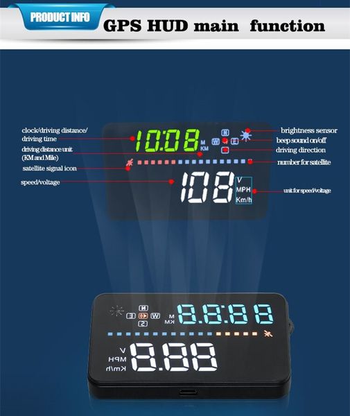 Auto-Styling-HUD-Geschwindigkeitswarn-Sicherheitssystem, automatisches Head-up-Display für BMW, Mercedes, Bens, Audi mit Fahrzeit-Entfernungsrichtung