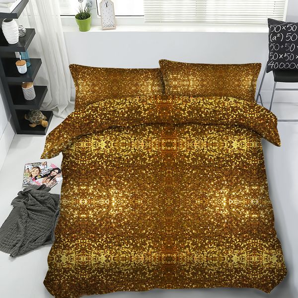 3d Printed Golden Color Bedding Set Twin Full Queen King Size