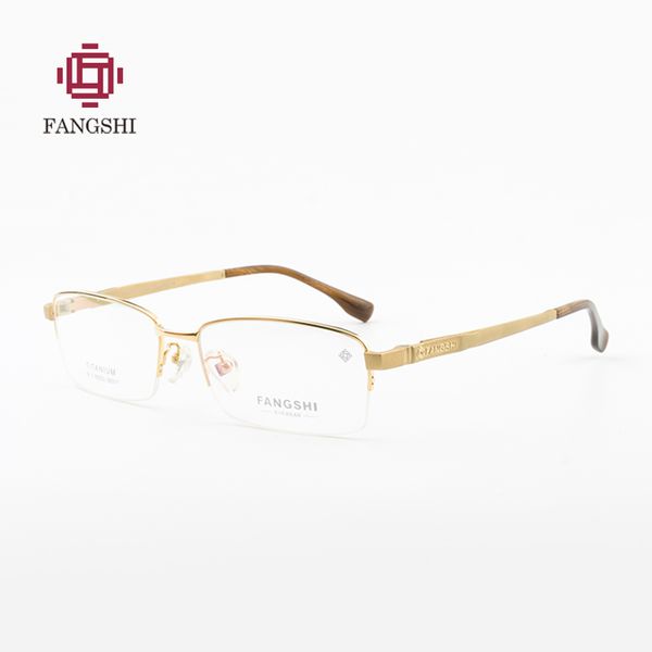 

fangshi with original case titanium glasses men frame titanium eyeglasses half rim optical frame men fashion brand logo #f88002, Silver