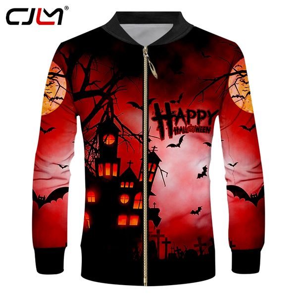 

cjlm new 3d printed red men's zip jacket bat house gothic man zipper sweatshirt halloween theme street clothing large size 5xl, Black;brown