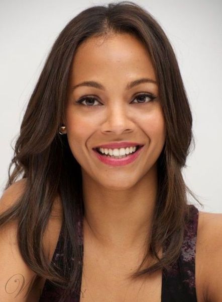 

zoe saldana medium straight wig 16 inches dark brown, Black;brown