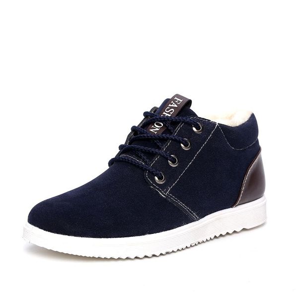 

ankle boots for men boots waterproof 2017 short plush warm shoes flat with snow suede 39-44 winter, Black