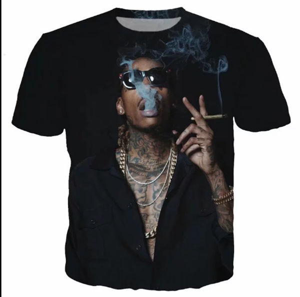 

певица виз халифа женщины мужчины новая мода лето унисекс смешно 3d печати crewneck повседневная футболка топы tee q48, White;black