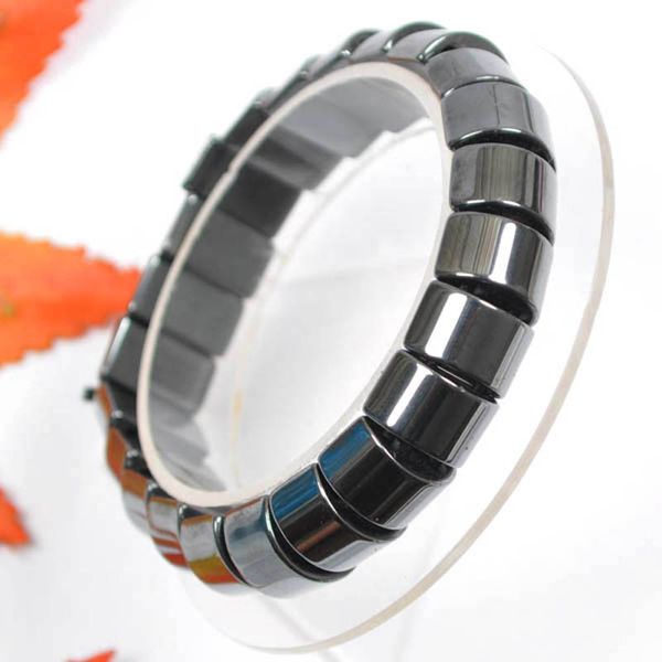 

black magnetic hematite healing beads bracelet bangle stretch jewelry 7 inch g362