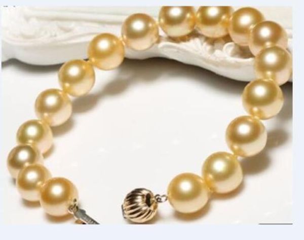 

huge elegant 10-11mm south sea roung gold pearl bracelet 7.5-7inch 925s, Black