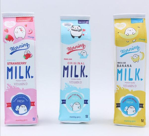 

новый мультфильм бутылка молока школа пенал симпатичные пу ручка сумка для хранения корея канцелярские материал офис школьные принадлежности