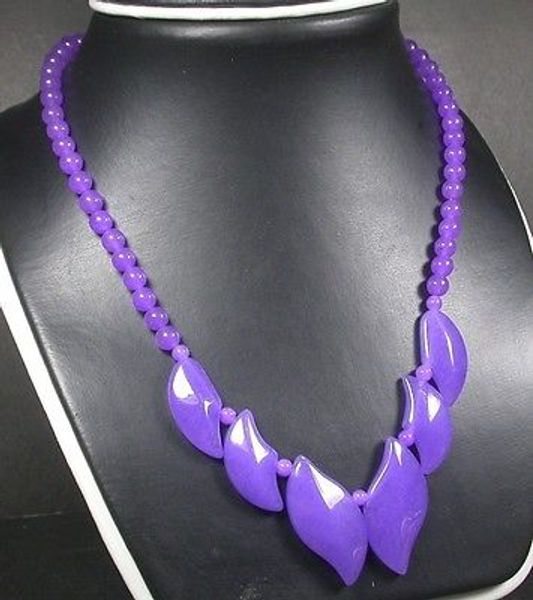 

chinese lavender jade circle round bead beads teardrop necklace 16 inches 241482, Silver