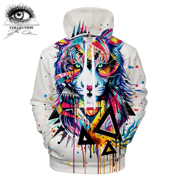 

shattered tiger by pixie cold art hoodies men sweatshirts 2018 mens clothing brand tracksuit streetwear drop ship, Black