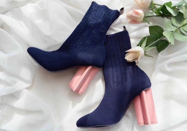 

2018 Весна Осень Новый Высокий Каблук Коренастый Пятки Сапоги Носки Круглые Пальцы